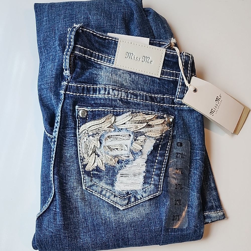 Miss Me Denim Jeans with Silver Embellishments